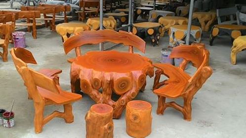 bàn ghế giả gỗ lũa