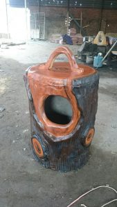 thùng rác xi măng giả gỗ