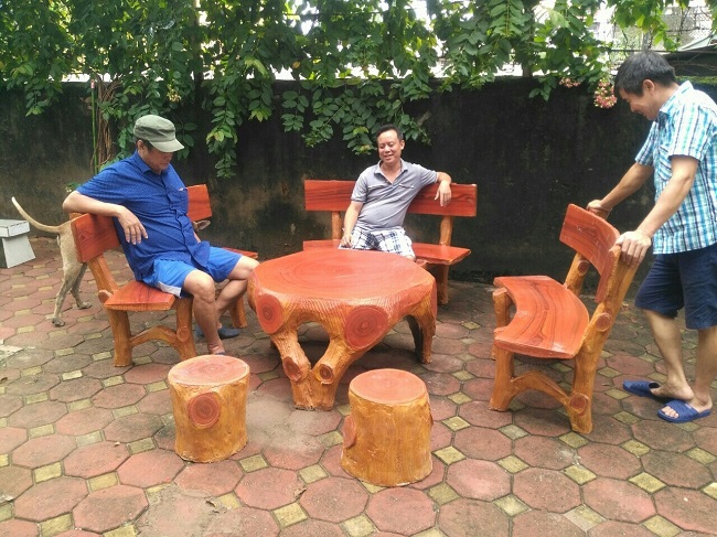 bàn ghế xi măng giả gỗ hà nội